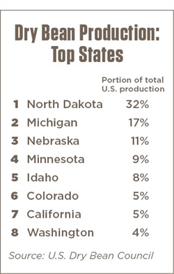 Top states for dry bean production table